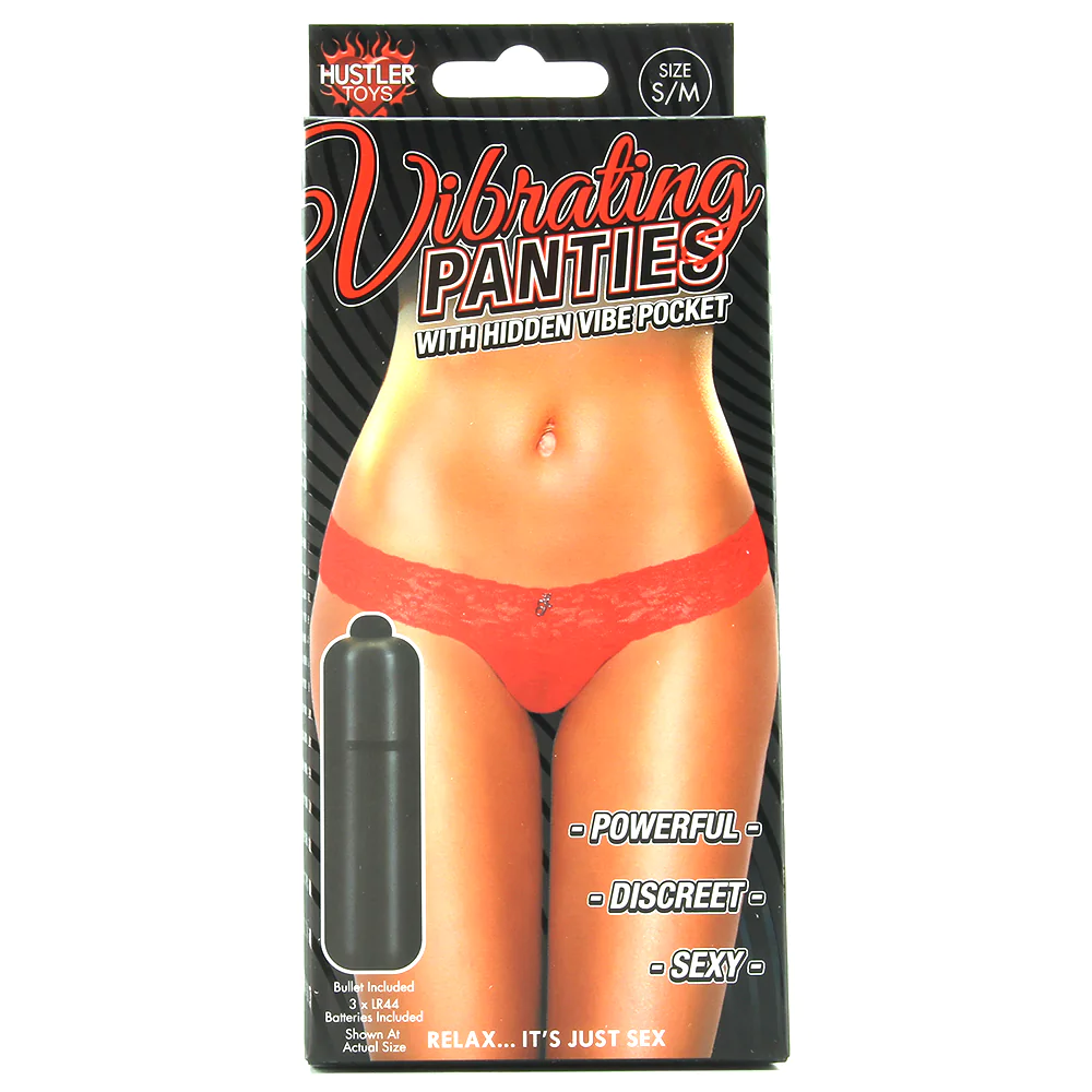 Vibrating Panties with Hidden Vibe Pocket Red in S/M