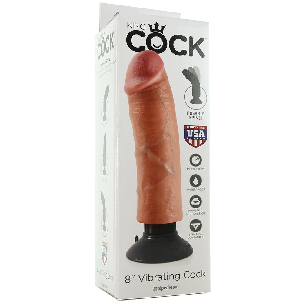 King Cock 8" Vibrating Dildo in Flesh - Sex Toys Vancouver Same Day Delivery