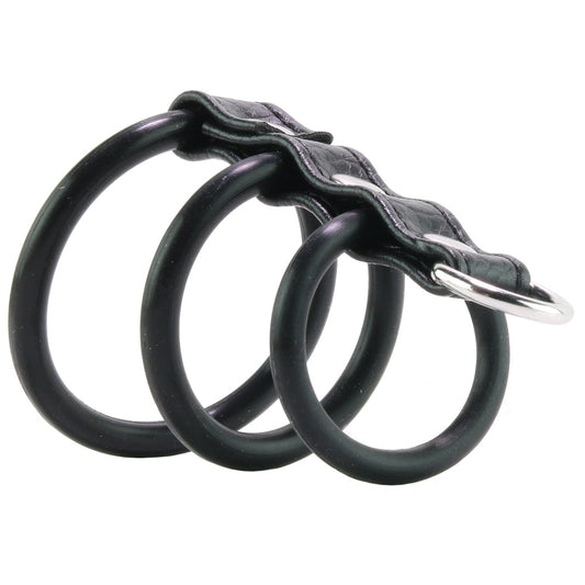 Blue Line 3 Ring Silicone Gates of Hell with Leash Lead