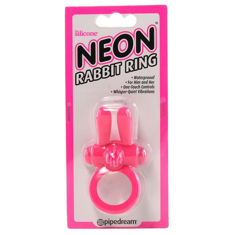 Neon Rabbit Vibrating Cock Ring in Pink - Sex Toys Vancouver Same Day Delivery