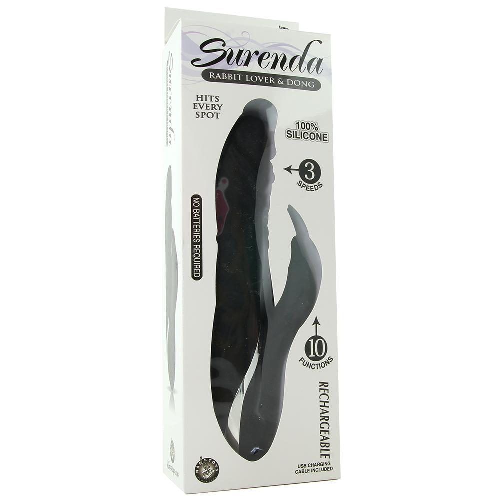 Surenda Silicone Rabbit Lover Vibe in Black - Sex Toys Vancouver Same Day Delivery