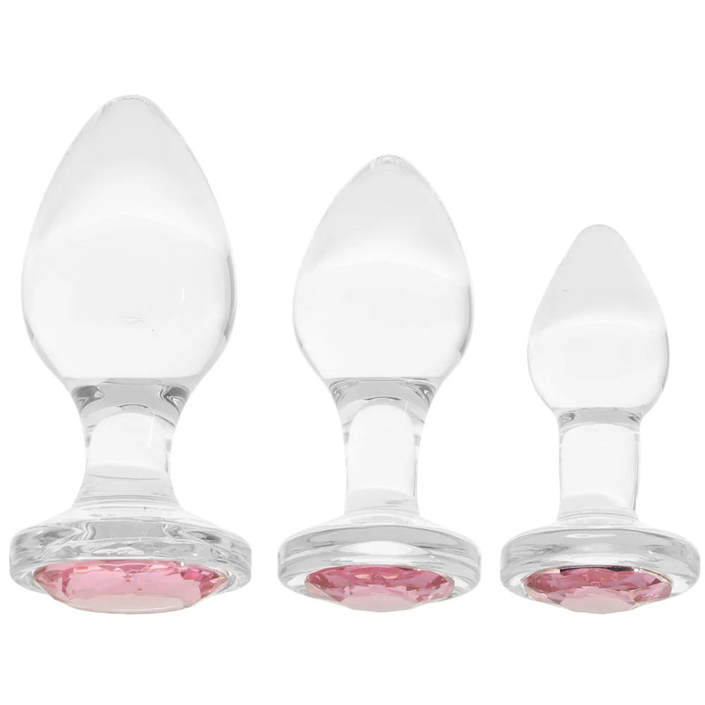 Adam & Eve Pink Gem Glass Plug Set