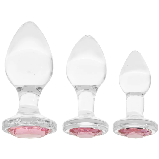 Adam & Eve Pink Gem Glass Plug Set